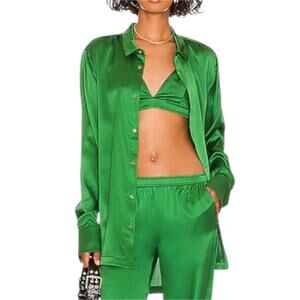 Ser.o.ya Brendan Silk Blend Satin Shirt Holiday Top